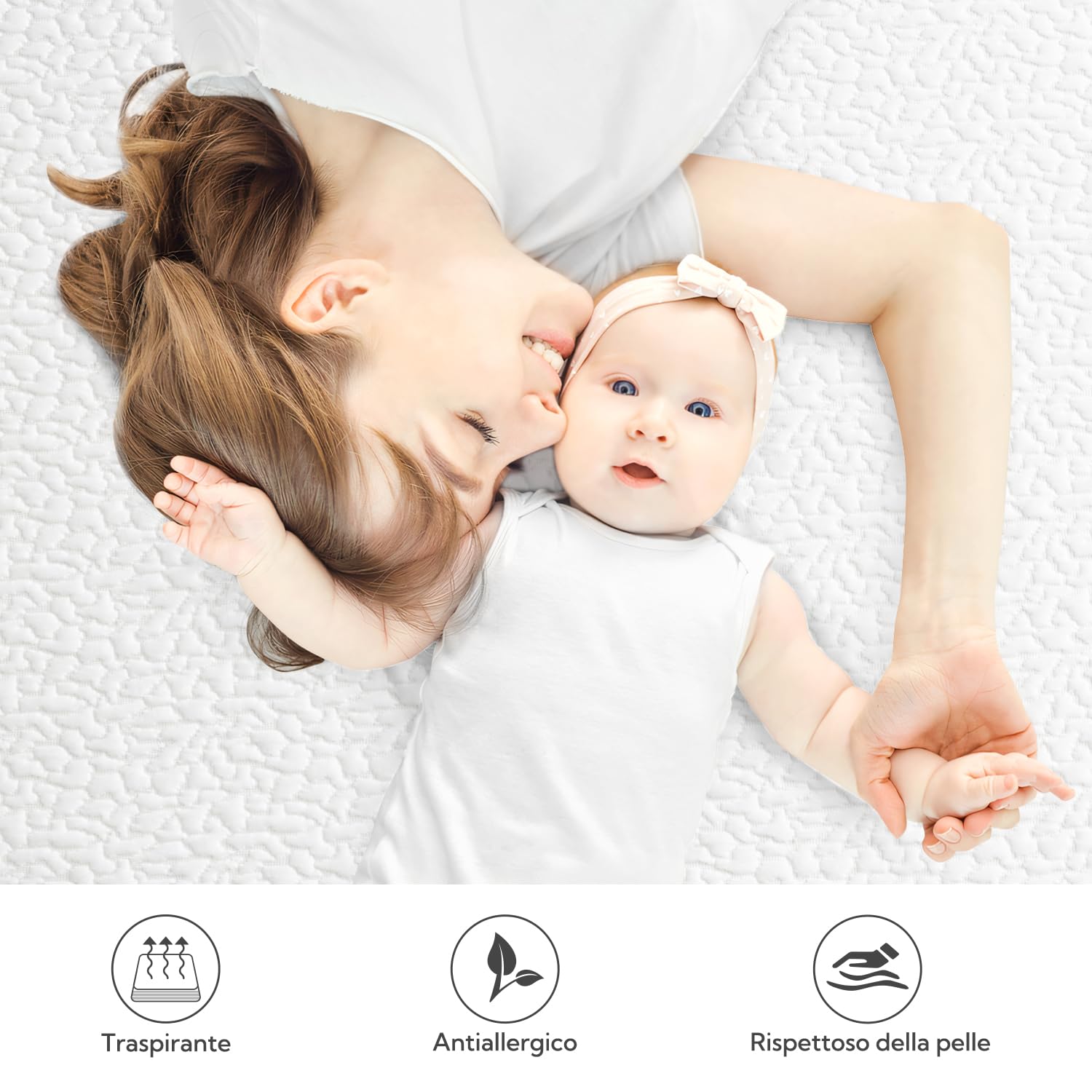 BedStory 6CM Topper Singolo 80x190cm,Topper Memory Foam Singolo con infuso di Carbone di Bambù, Coprimaterasso con rivestimento rimovibile e lavabile, Correttore Materasso antiacaro