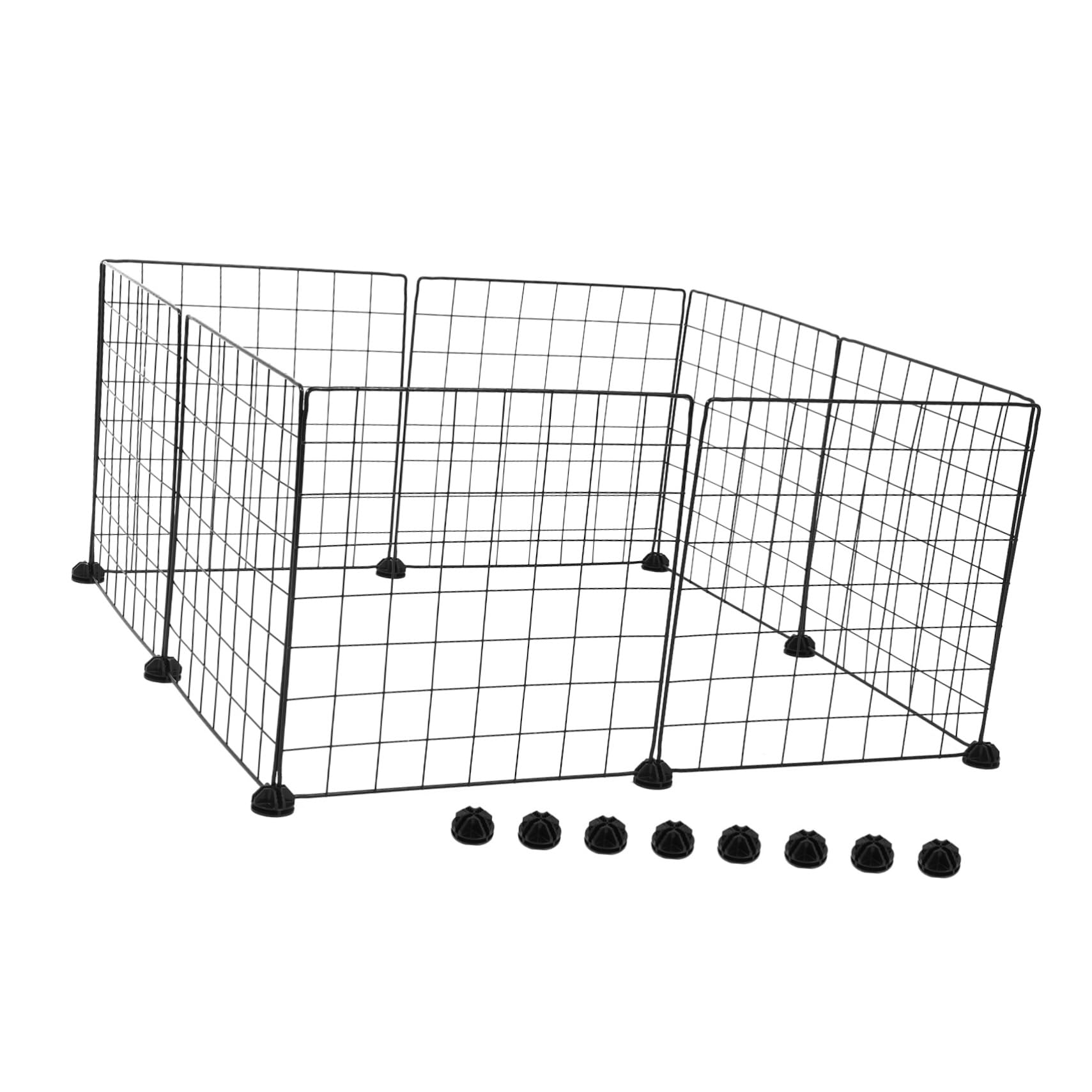 Parc pour petits animaux à 8 panneaux métalliques modulables VANZACK