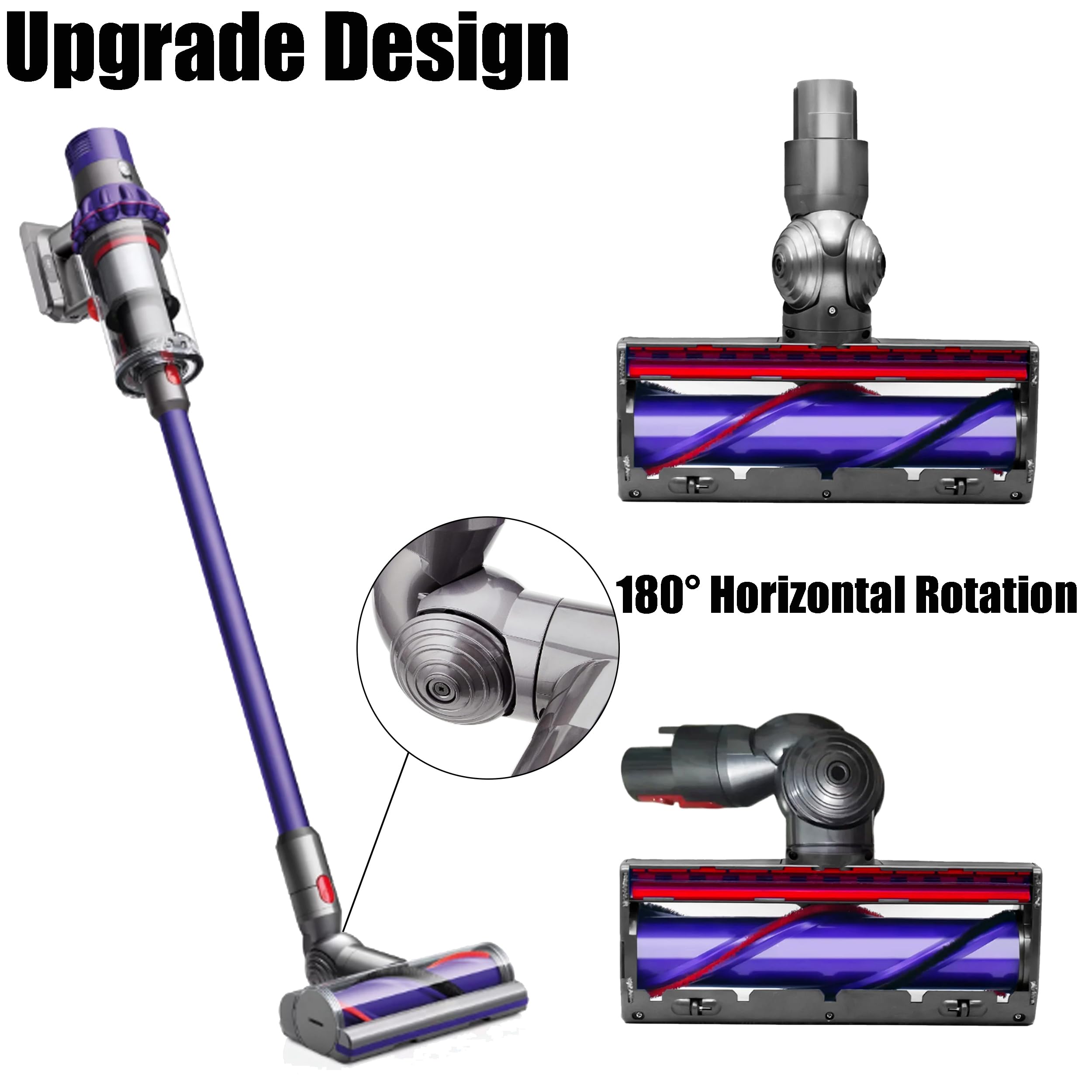 Cepillo motorizado compatible con Dyson V10 V8 V11 V15 V7 rodillo apto para alfombras y suelos duros y esquinas estrechas