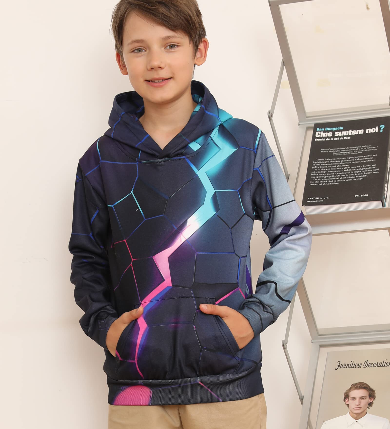 AIDEAONE Niños Adolescente 3D Caballo Capucha Sudadera Jersey Suéter con Capucha Pull-Over Sudadera con Capucha Polar