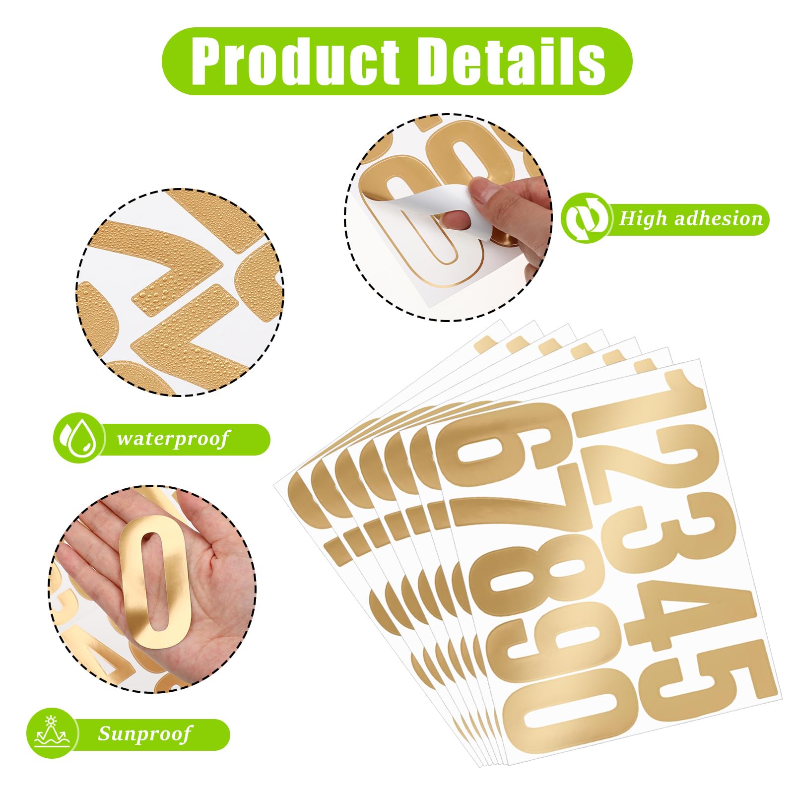 5cm Numéros De Boîte Aux Lettres, 4 Feuilles 0-9 Autocollants Numéro Boîte Aux Lettres Avec 2