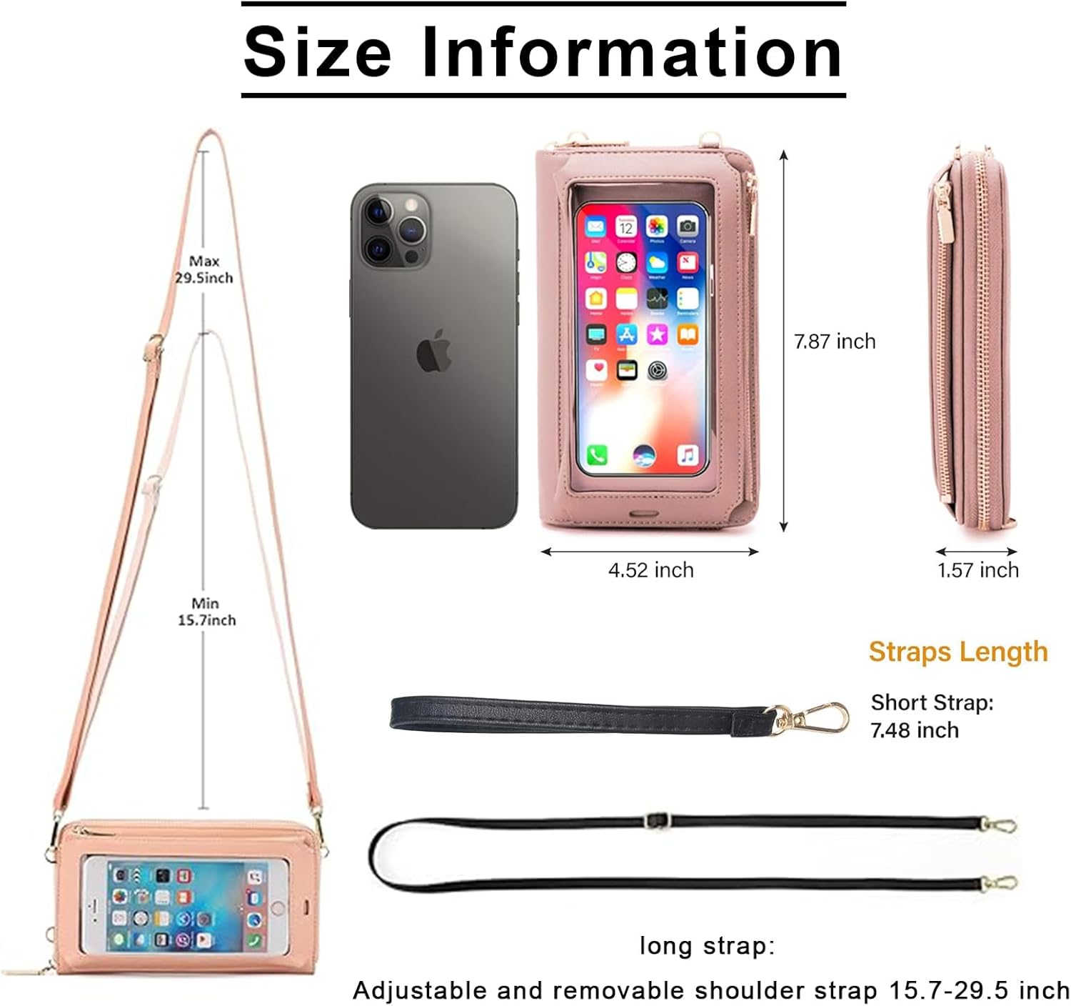 Small Cell Phone Crossbody Bag Purse for Women PU Leather Wallet Purse Crossbody Bags for Women Travel Wallet Touch Screen - Image 2