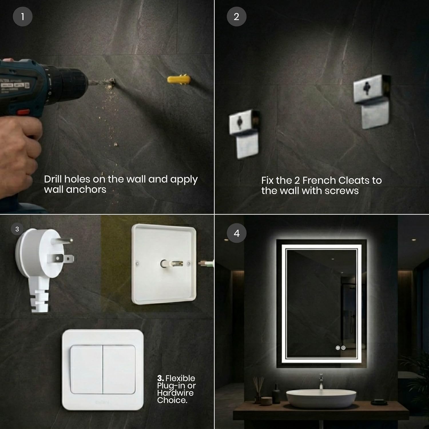 36 x 36 LED Bathroom Mirror with Lights, Lighted Bathroom Vanity Mirror for Wall,Frontlit & Backlit, Anti-Fog, Shatterproof, 3 Adjustable Color Temperatures & Memory Function (36X36)