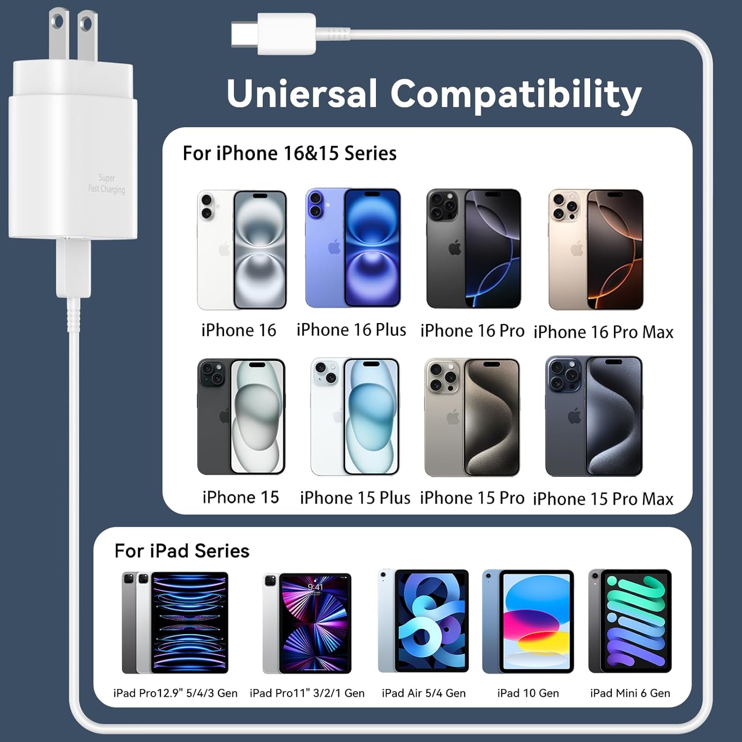 iPhone 17 16 15 Pro Max Charger Fast Charging, 30W USB C Charger Type C Chargers Fast Charging Block with 6.6 FT&10 FT Long Cable Cord for iPhone 17 Pro Max/17 Pro/17/Air/16 Pro Max/16Pro/16/15/ProMax 8 71tpRsrSWIL. AC SL1500