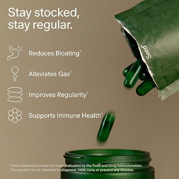 Seed DS-01 Daily Synbiotic - Prebiotic and Probiotic for Women & Men - Digestive Health, Gut Health, Immune Support, Bloating & Constipation Relief - Vegan & Shelf-Stable - 30-Day Refill (60ct)