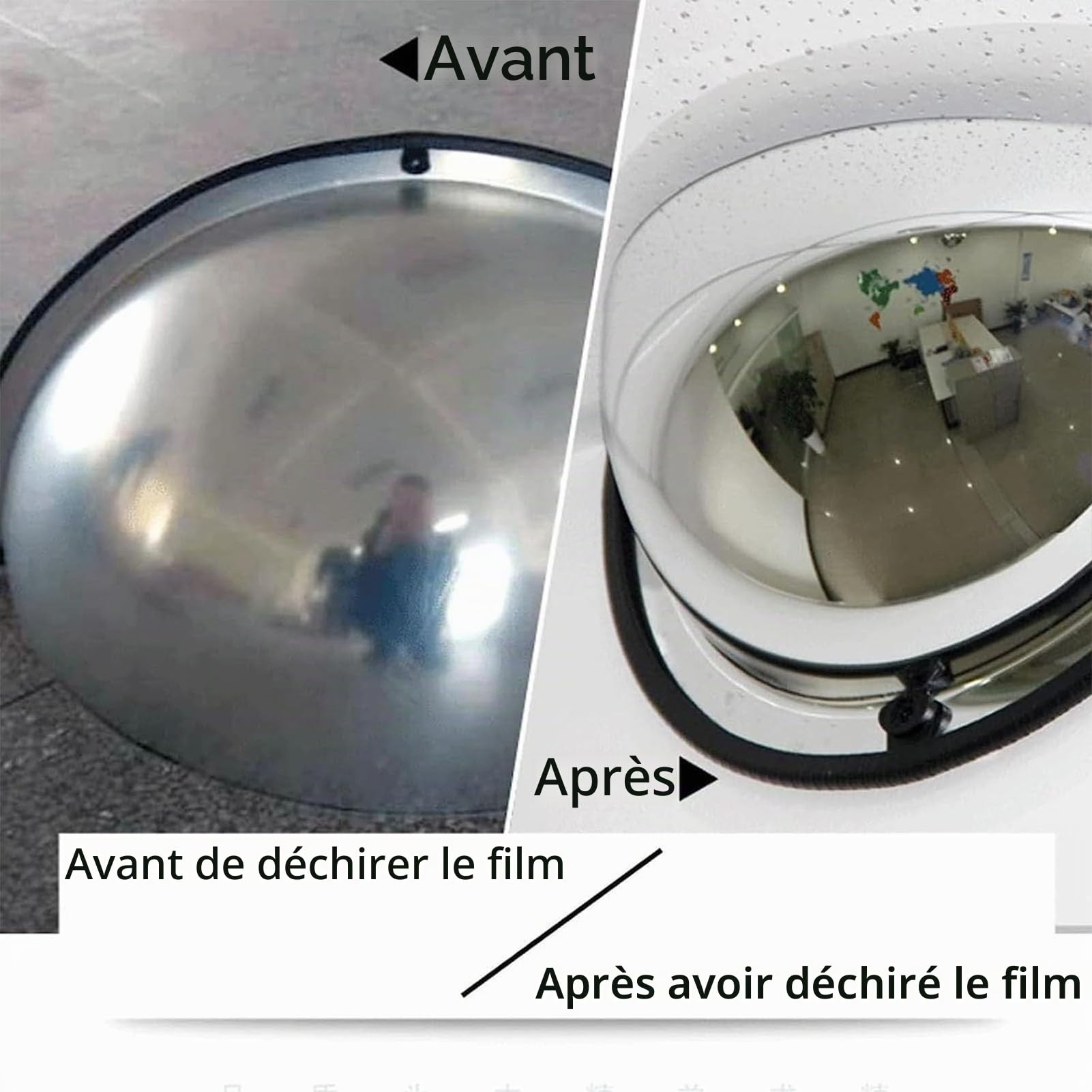 Miroir Convexe Demi-dôme panoramique Angle de Vision de 180 degrés 1/4 Miroir sphérique, Miroir de sécurité Acrylique, Convient pour Les magasins, Bureaux ou usines, Atelier de sécurité (Size : 40cm