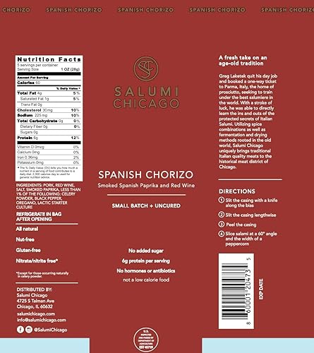 Miniatura 2 de Salami artesano (chorizo español) – Sin curar, sin gluten, sin azúcar, snack keto (5.3 onzas) Auténtico salchichón de cerdo curado en seco, audaz