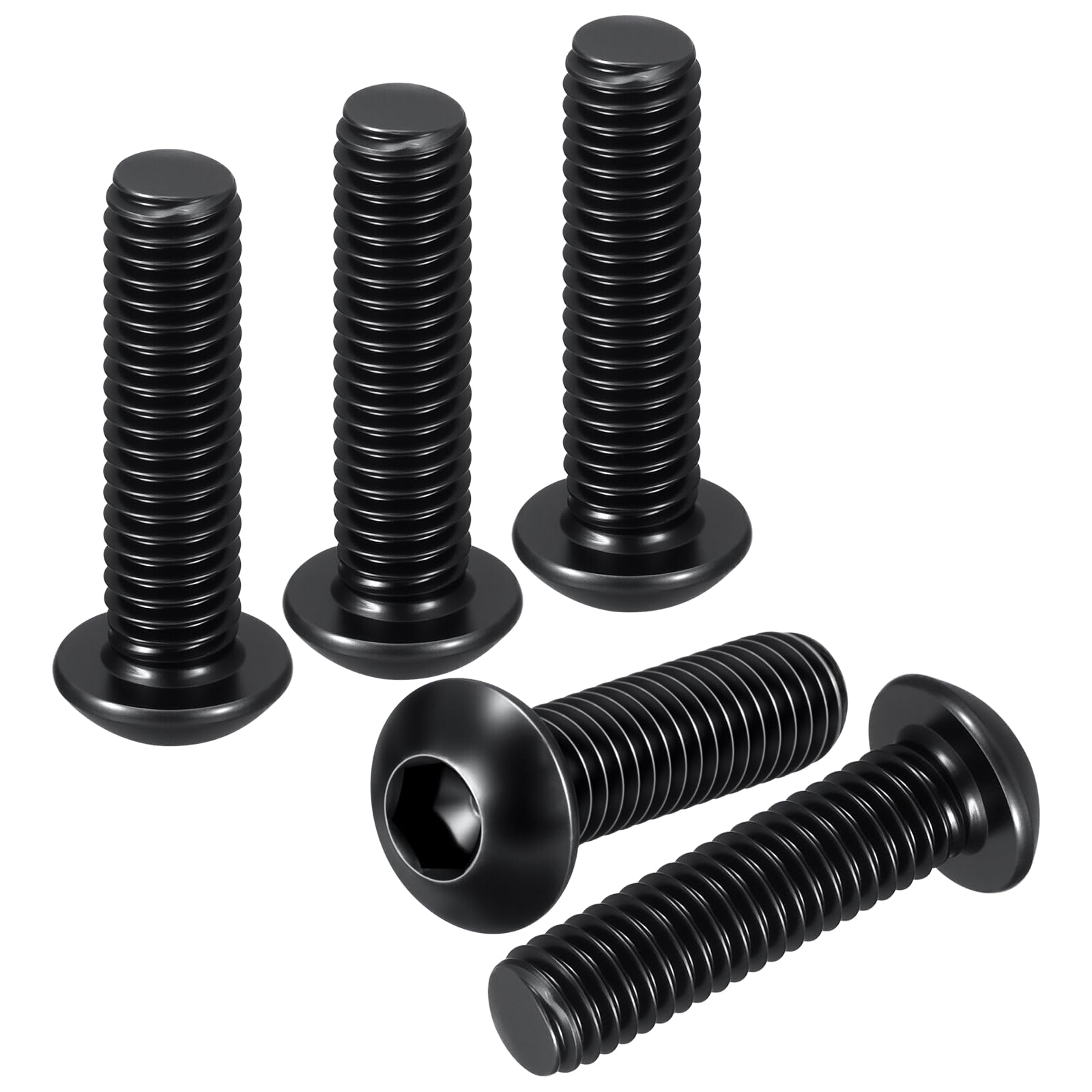 DTGN M5-0.8x16mm Button Head Socket Cap Screws - 50Pack - Good for Road Bicycle, Mountain Bike, Auto, Motorcycle - Carbon Steel Black Oxide - Hex Drive Fasteners — image 1
