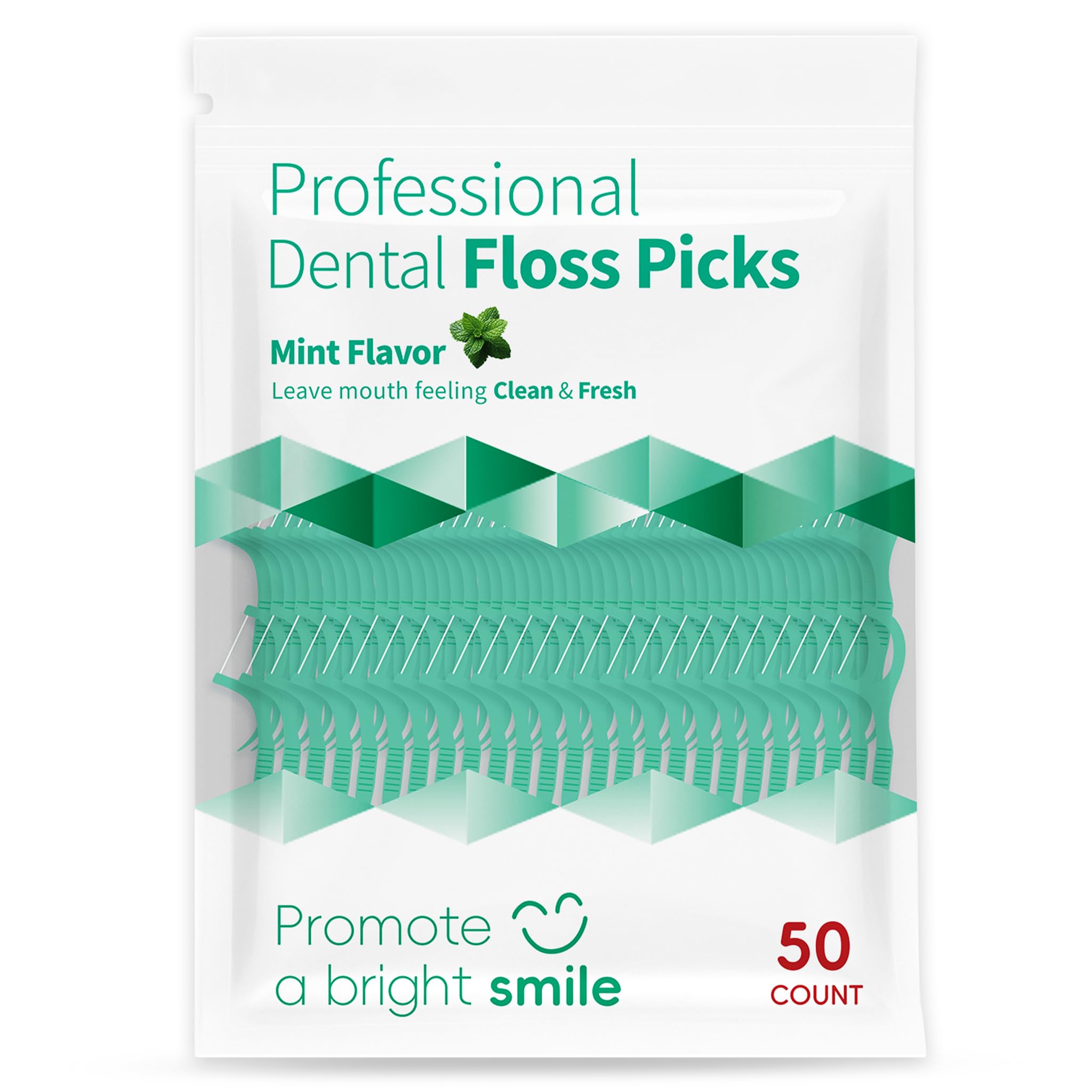 Dental Floss Picks 50 Count Mint Flavored Flossers for Tight Teeth Travel Size