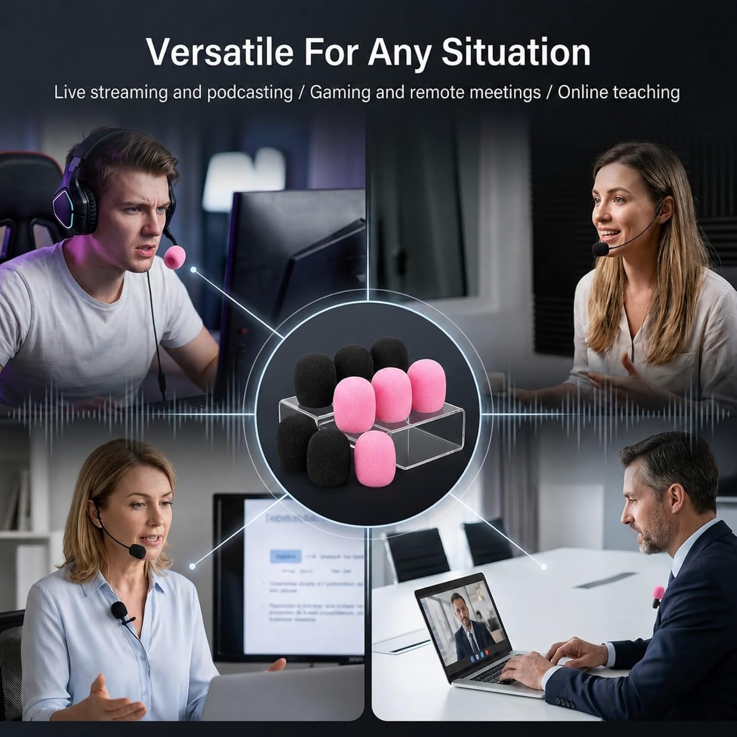 24 Pcs Mousse Micro Casque Moto, 30x22x8 mm Bonnettes Noir et Rose - Analyse des détails et conception
