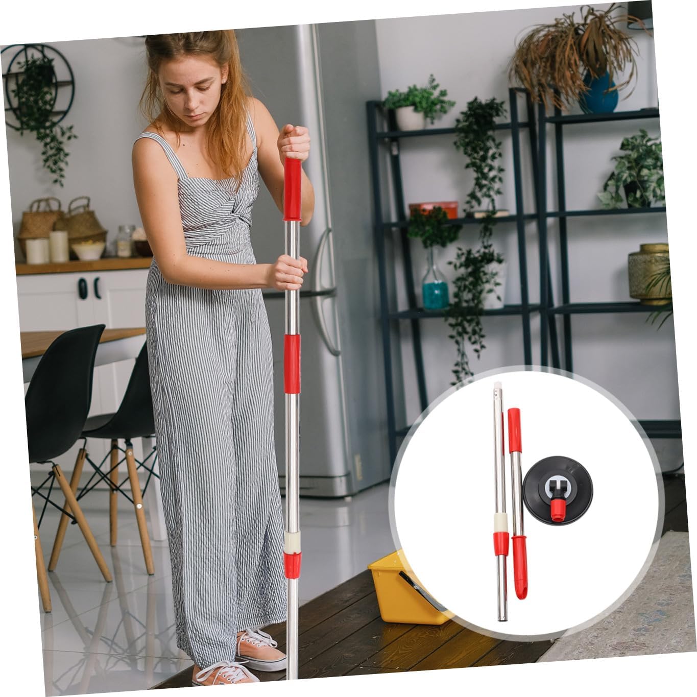 Rotating Stainless Steel Mop Pole Handle Replacement Lightweight Cleaning Tool for Effortless Floor Mopping Mop Accessory for Home and Commercial Use