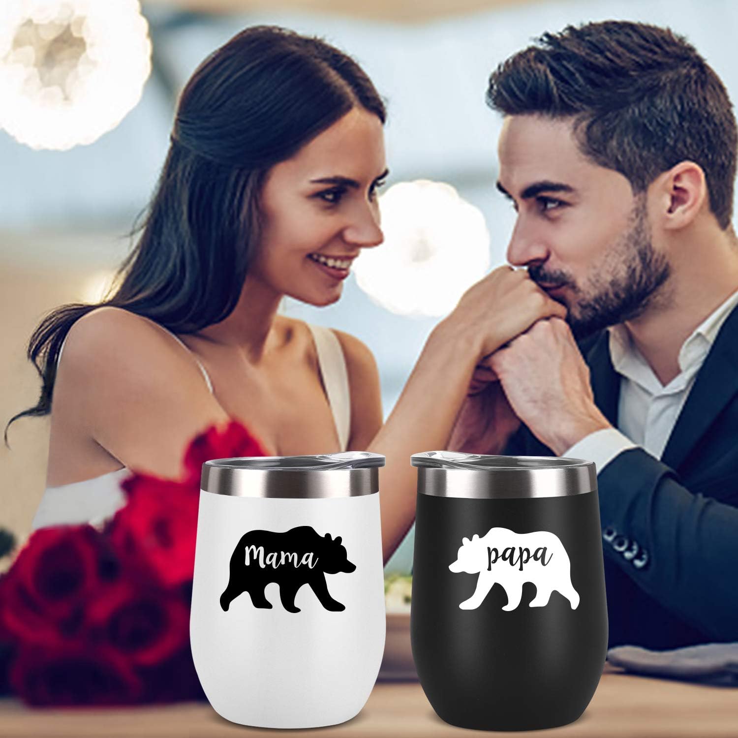 Get Cheap Price Gingprous Mama Bear, Papa Bear Couple Wine Tumbler Set, Gifts for Couples, New Parents, Pregnancy, New Mom and New Dad, 12 Oz Insulated Stainless Steel Wine Tumbler with Lid(Set of 2, Black and White) 🛒 Crazy Deals Gingprous Mama Bear, Papa Bear Couple Wine Tumbler Set, Gifts for Couples, New Parents, Pregnancy, New Mom and New Dad, 12 Oz Insulated Stainless Steel Wine Tumbler with Lid(Set of 2, Black and White)