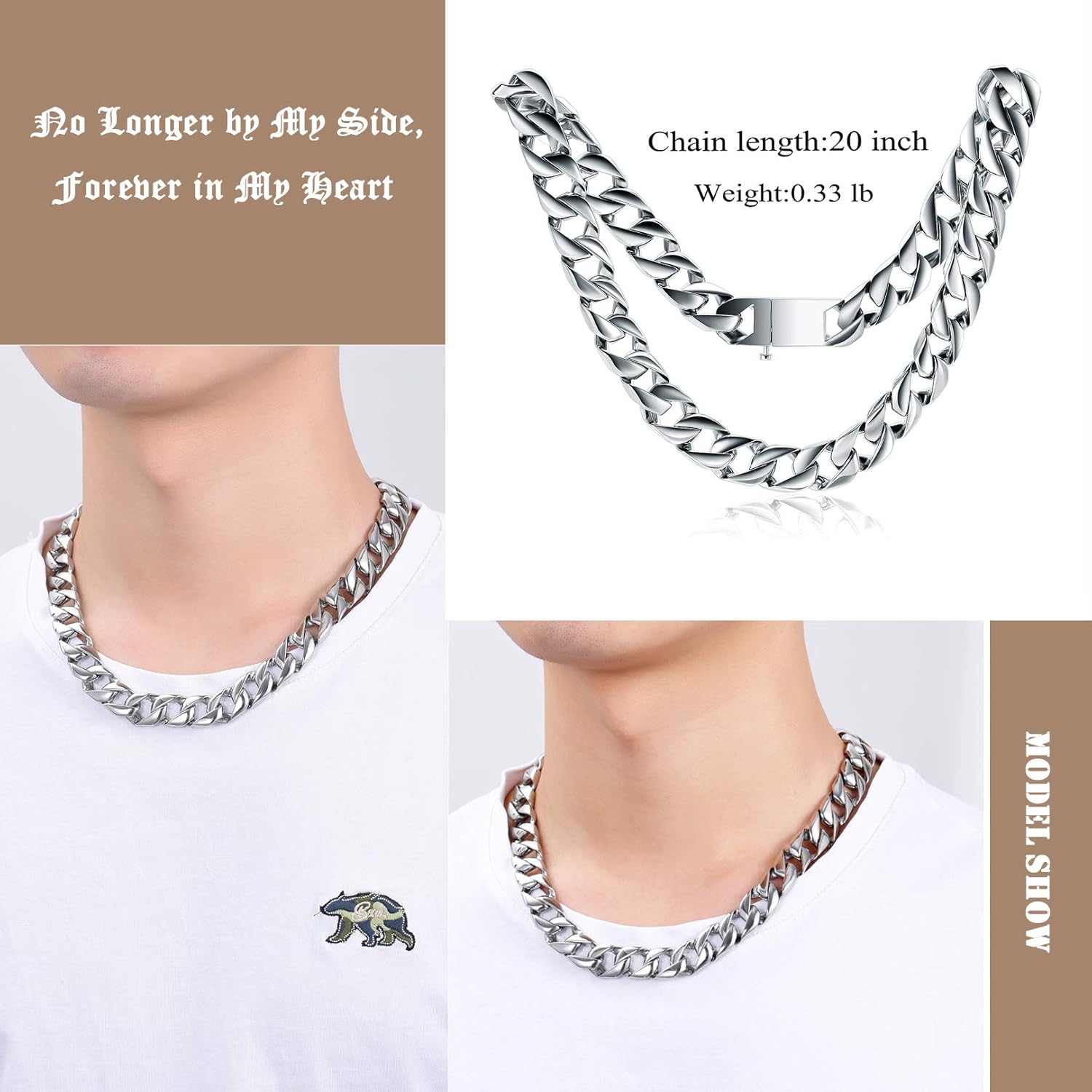 Hearbeingt Cuban Link Chain Cremation Jewelry for Ashes for Men Women,Cremation Urn Necklace for Human Ashes,Urn Keepsake Memorial Ash Holder Necklace