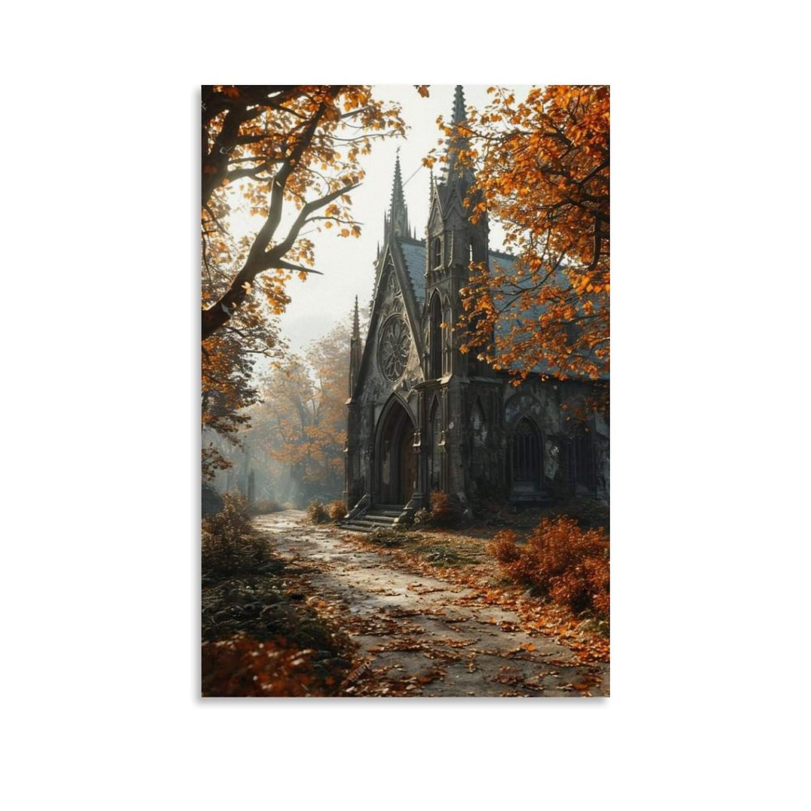 Jueuryywrry Unframe-Style Gothic Mystery The Foggy Castle Poster Wall Art Aesthetic Cover Poster Design Painting For Living Room Bed Room 16X24inch(40X60cm)