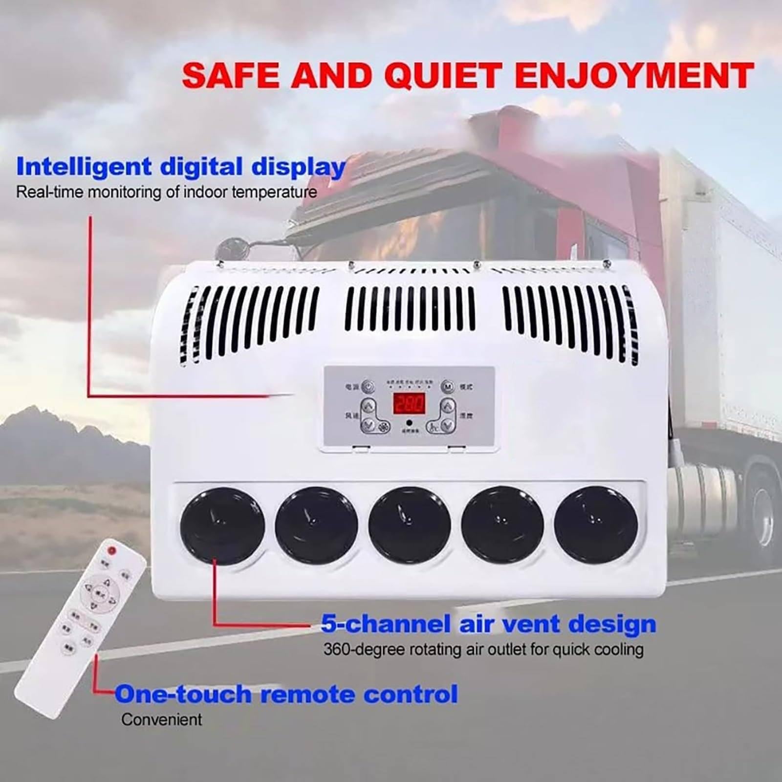 12V/24V Aire Acondicionado Split Para Vehículos Recreativos - Enfriamiento Rápido Y Bajo Nivel De Ruido, Aire Acondicionado Eléctrico Split Para Cabina, Para Remolques,24V
