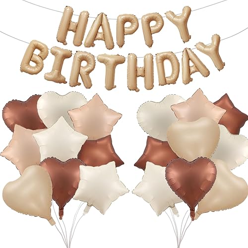 Cartel de globos de feliz cumpleaños, 21 unidades, globos de aluminio, globos de macarrón, globos de corazón, globos de estrellas, globos coloridos Cartel de globos de feliz cumpleaños, 21 unidades, globos de aluminio, globos de macarrón, globos de corazón, globos de estrellas, globos coloridos