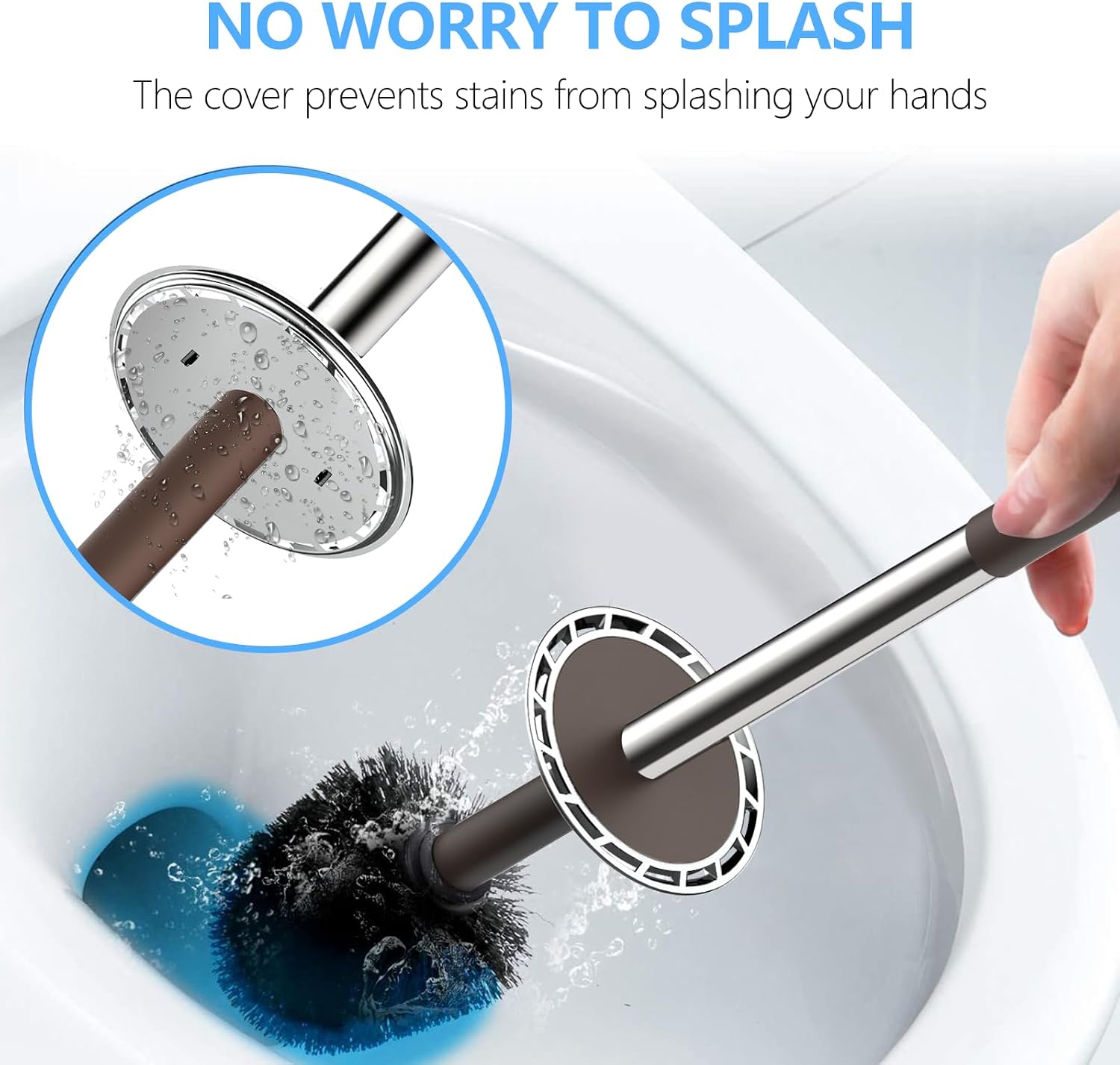 SetSail Toilet Brush, Compact Size Toilet Bowl Brush and Holder Toilet Brushes for Bathroom with Stainless Steel Handle Toilet Cleaner Brush with Durable Scrubbing Bristles, 4 Packs, Brown