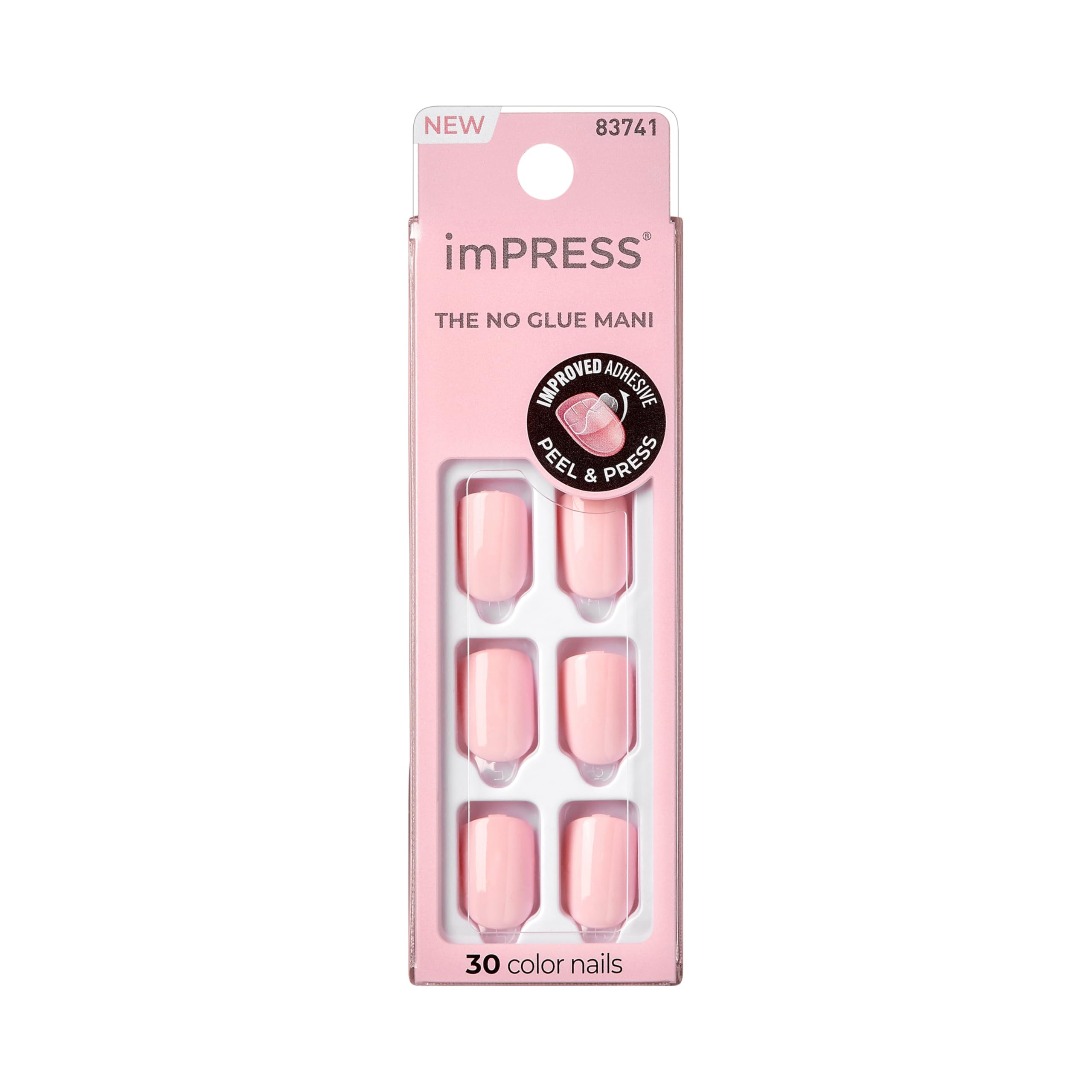 KISS IMPRESS PRESS ON FINGER & TOE NAILS ONE STEP MANICURE & PEDICURE SOFT PINK