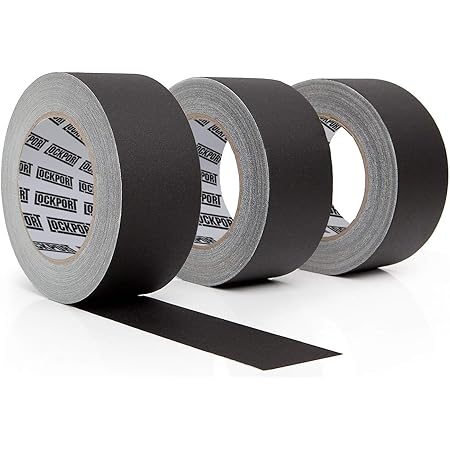 Lockport Black Gaffers Tape 3 Pack – 90 Feet x 2 Inches – Waterproof, No Residue, Non-Reflective, Easy Tear, Matte Gaffer Stage Tape – Gaff Cloth Tape for Photography, Filming Backdrop, Production