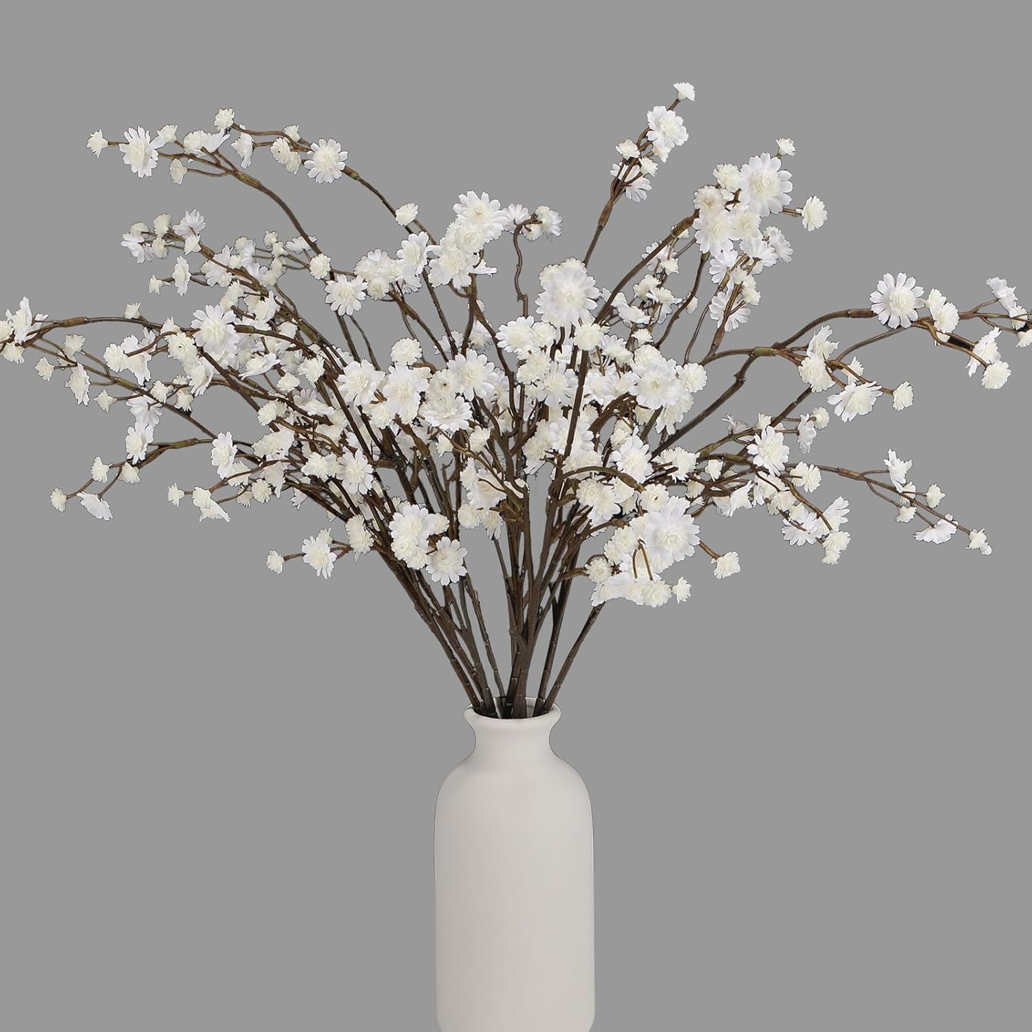 Geegoods 10 Stems White Faux Flowers for Vase – Real Touch Baby Breath Branches, Long Stem Artificial Flowers for Tall Vase Indoor Home Table Centerpieces Decoration (8 stems only)