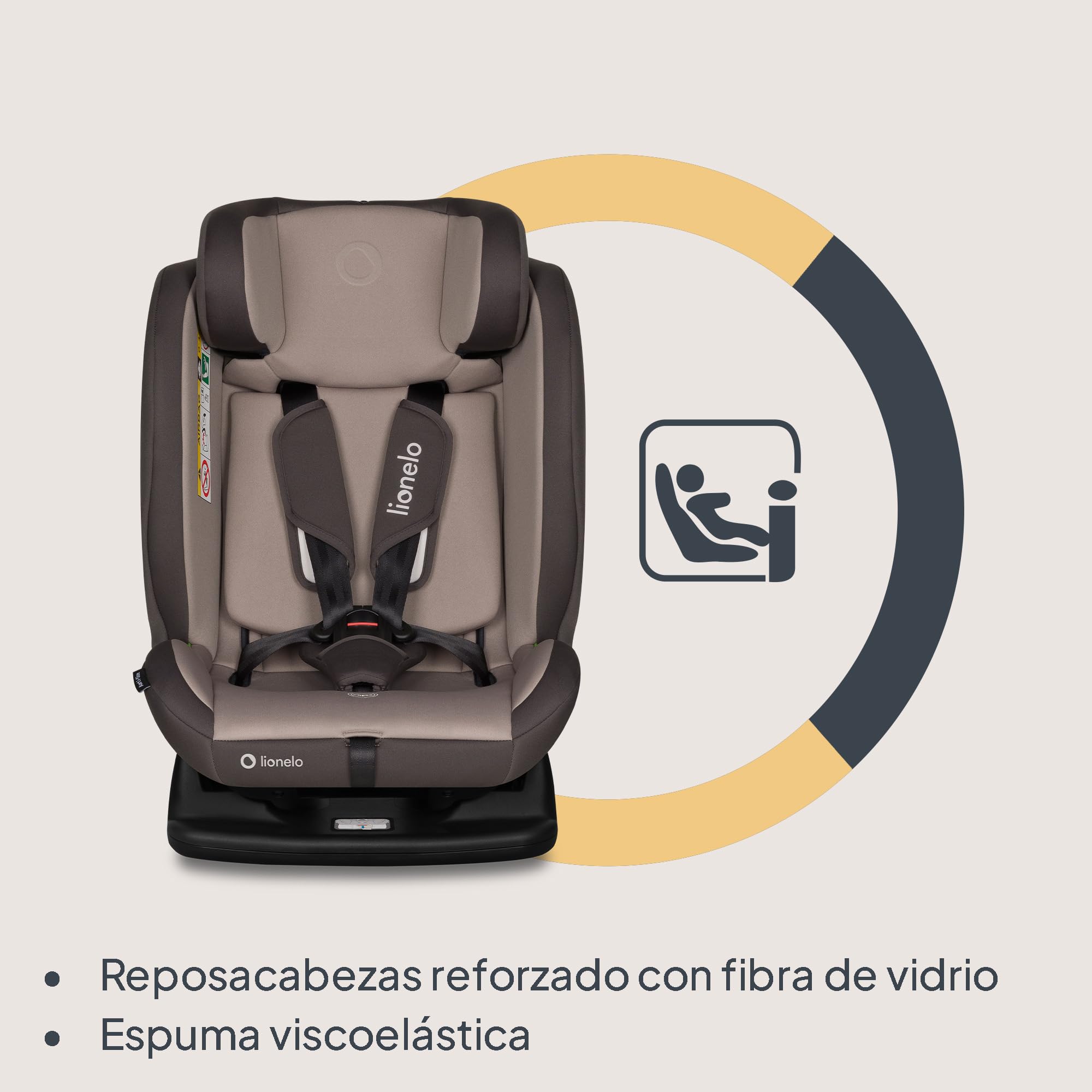 LIONELO AART I-SIZE Silla Coche Bebé 40-150 cm, Montaje con Cinturones de Seguridad, Reposacabezas e Inclinación Ajustables, Almohadilla lumbar y Reductor, Norma R129 i-Size