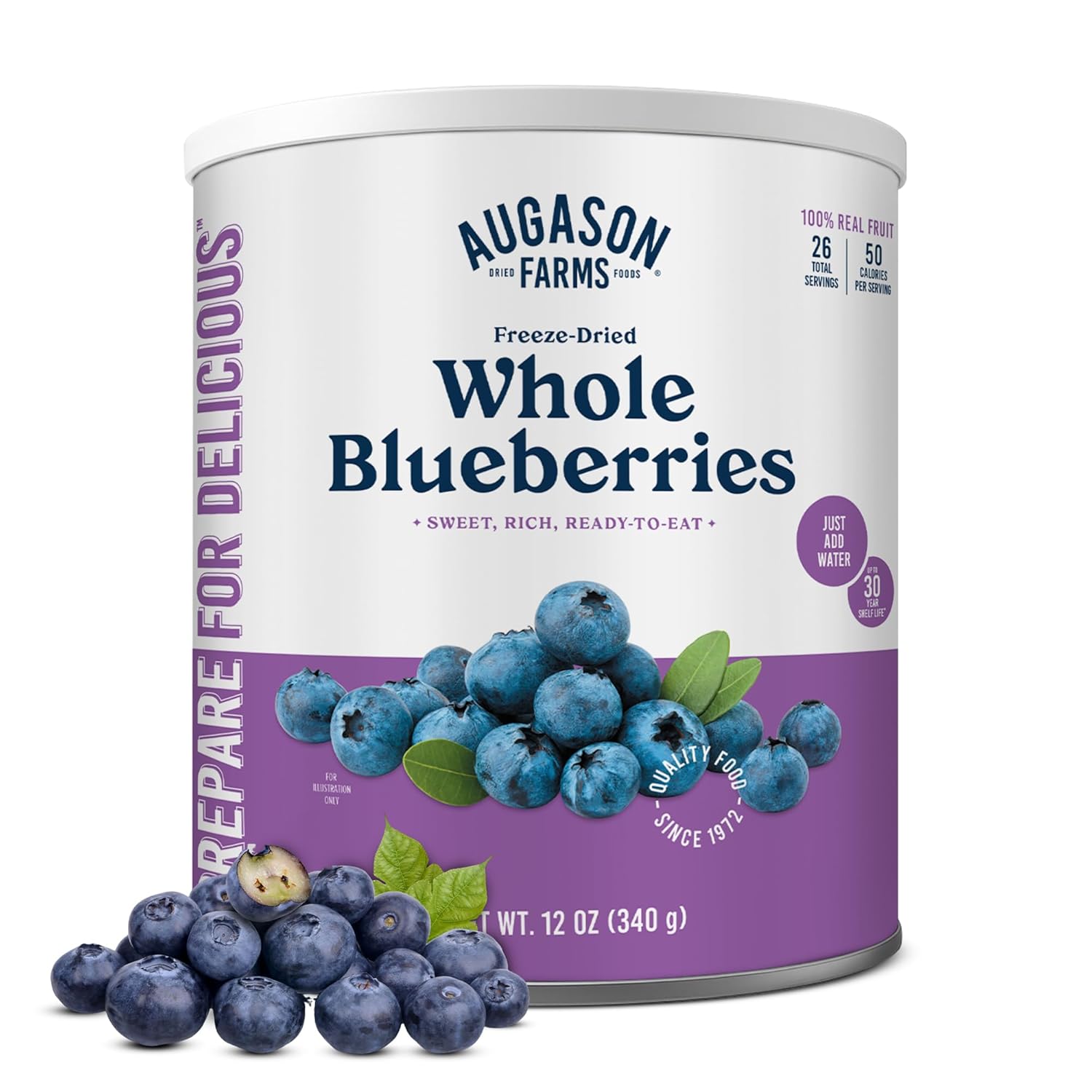 Augason Farms Freeze-Dried Whole Blueberries, 26 Servings, 30-Year Shelf Life - Emergency Survival Food, Camping Snacks, Baking & Cooking Essentials