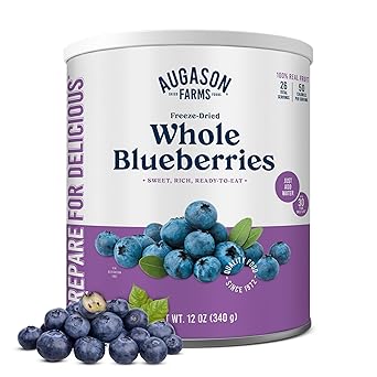 Augason Farms Freeze-Dried Whole Blueberries Emergency Food Supply, 26 Servings, 30 Year Shelf Life, Great for Cooking, Baking, and Snacks - Dehydrated Meals, Survival Food Camping Essentials Can