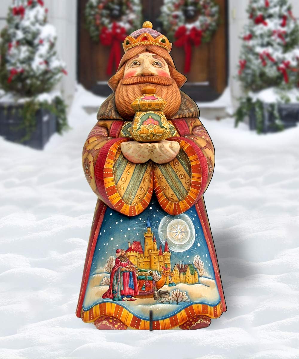 G. Debrekht Outdoor Nativity Scene - Three Wise Men - Three Kings - Wooden Free-Standing Christmas Outdoor Decoration (King Melchior)