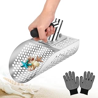 Sand Scoop, Heavy Duty Stainless Steel Metal Detecting Sand Scoop, Ideal for Underwater Treasure Hunting