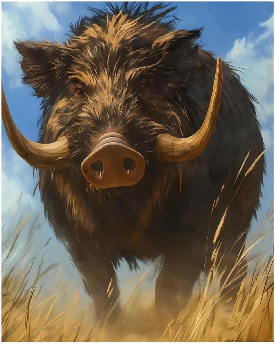 KKdskkds Funny Wild Boar Diamond Art Painting Full Round Drill Sparkling Craft Wall Decor 16"x20"