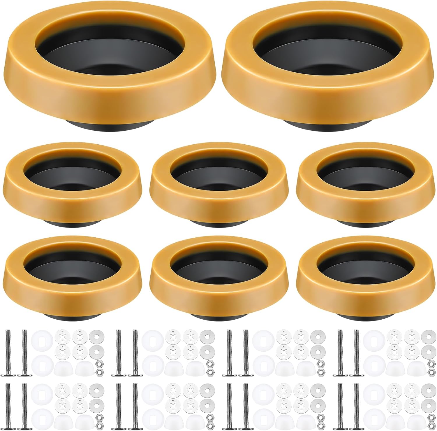 120 Pcs Toilet Wax Ring Kit with Retainer Washers and Thick Flange Closet Bolts Bolt Cap Fits 3" or 4" Waste Lines for Toilet Gas Odor Watertight Sealing(Regular Version, 1 Inch)