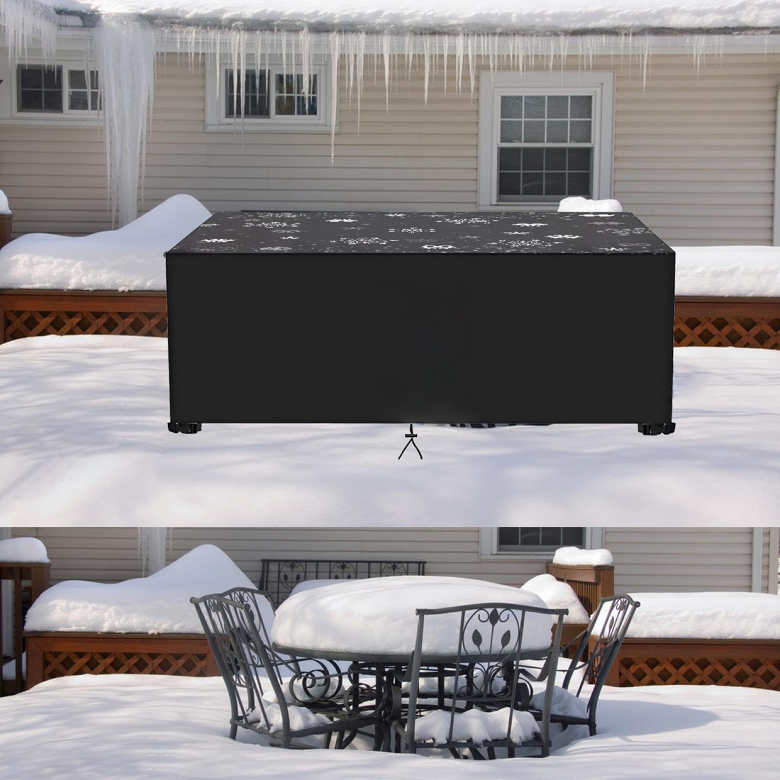 Ajalgz Black Garden Furniture Covers Waterproof Patio Table Covers 135X95x110cm/Lxwxh Patio Furniture Cover Waterproof 420D Heavy Duty Oxford Fabric Rattan Furniture Cover Windproof Anti-Uv For Outdoor Furniture