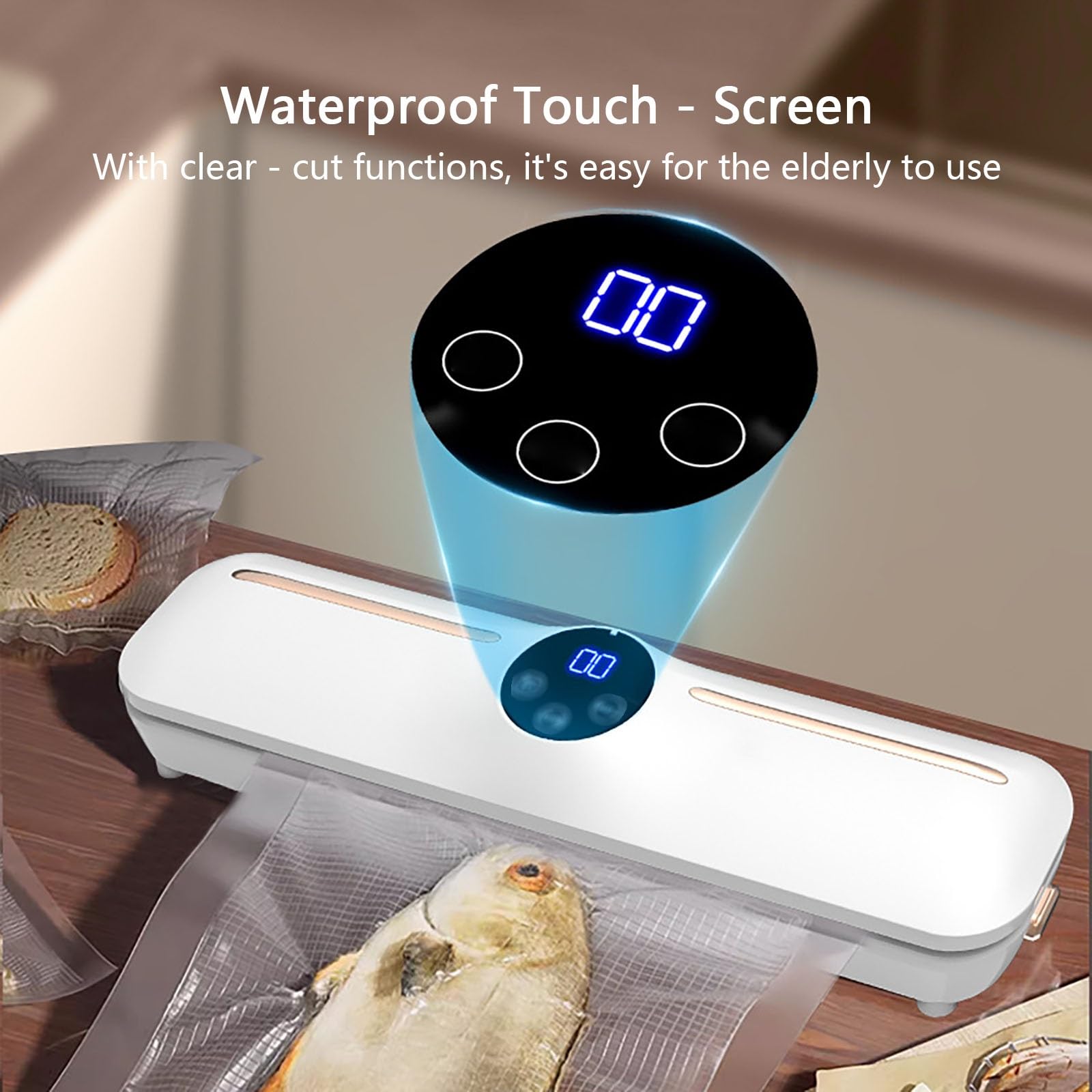 Home Vacuum Sealer Machine, Professional Sealing Bar for Sous Vide, Freezer Storage & Bulk Food Preservation(White)