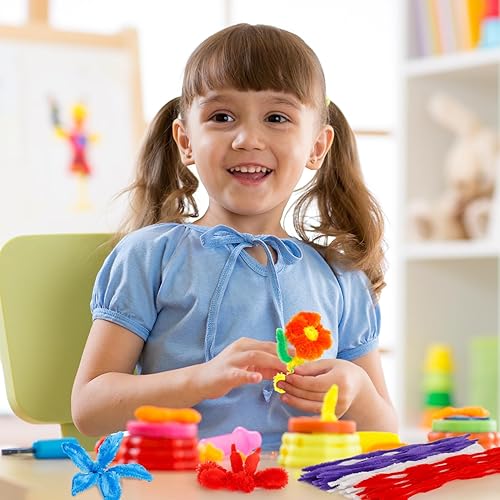 Miniatura 6 de Caydo 200 piezas de limpiapipas para manualidades con protuberancias, tallos de chenilla de 20 colores para niños, decoración de manualidades, 0.236