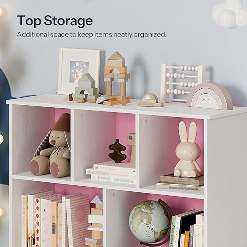 Miniatura 6 de HOOBRO Organizador de almacenamiento de juguetes, organizadores de juguetes y almacenamiento con 2 cajones móviles y 5 cubículos, estante de pecho