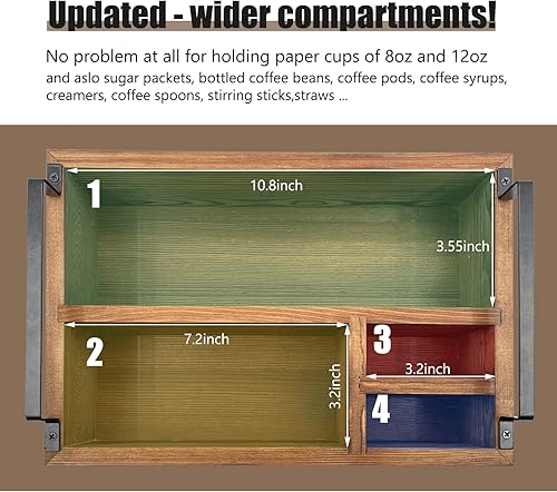 Miniatura 10 de Organizador para tazas de café K, accesorios de decoración de cafetería, organizador de cápsulas de café con asas para encimera de cocina de granja,