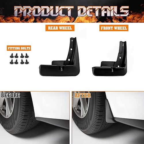 Miniatura 2 de Xotic Tech - Juego completo de 4 protectores de salpicaduras guardabarros delanteros y traseros con accesorios de herraje compatible con Hyundai