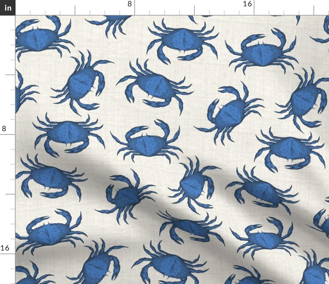Spoonflower Fabric - Blue Crab Ocean Sea Creature Nautical Beach Printed on Cotton Poplin Fabric by The Yard - Sewing Shirting Quilting Dresses Apparel Crafts
