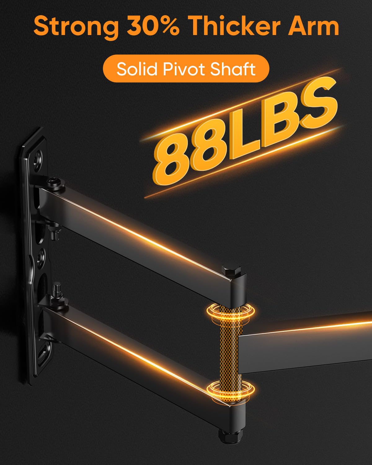 FORGING MOUNT Soporte de pared para TV de 26 a 65 pulgadas, soporte de TV de movimiento completo con extensión de 550 mm, rotación de 180° horizontal a vertical, montaje en pared inclinable, giratorio