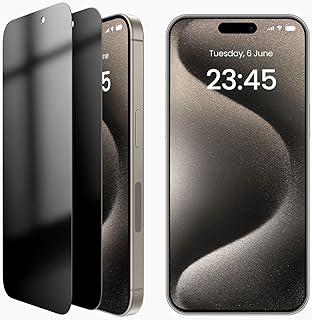 UGREEN iPhone 15 Pro Max Privacy Screen Protector 28° Anti Spy Ultimate Drop Defense Easy Installation Anti Fingerprint and Scratch Case Friendly iPhone 15 Pro Max Tempered Glass Protector 2 Pack