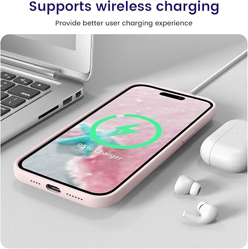 Miniatura 7 de OTOFLY Diseñada para iPhone 14 Pro Max, funda delgada de silicona a prueba de golpes para iPhone 14 Pro Max de 6.7 pulgadas (rosa tiza)