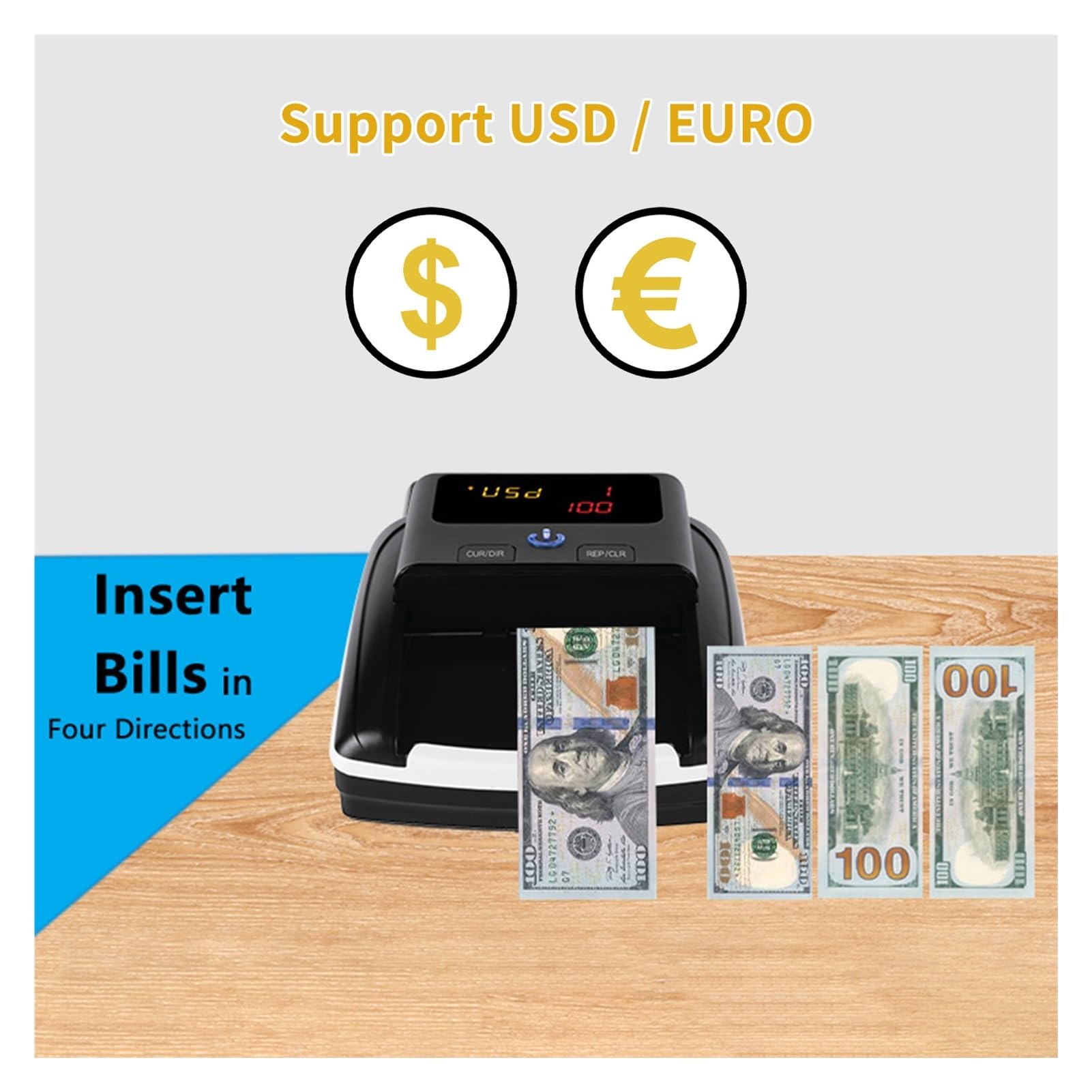 Contador de dinero, Mini contador de dinero portátil, detector billetes por infrarrojos, detección automática