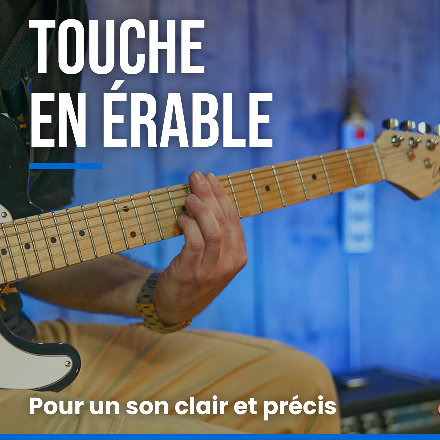 Guitare électrique Woodbrass TL100 Noire - Guitare polyvalente idéale pour débuter - Corps forme T Tilleul Américain Touche érable - Style country, hard, rock