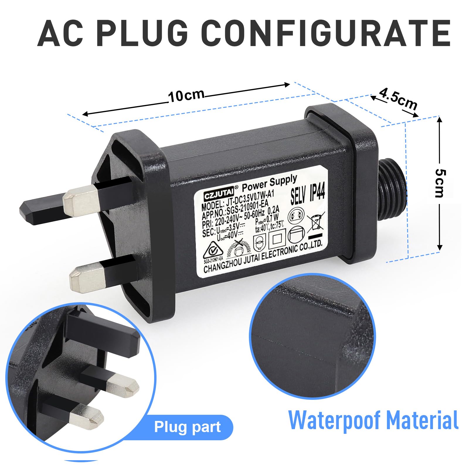 31V Transformer for Christmas Lights, 6W Transformer Plug, 9 Modes XMAS Tree Lights Plug Adapter with Timer Function, IP44 Waterproof for Christmas Lights, Festoon Lights, String Net Icicle Lights - Image 3