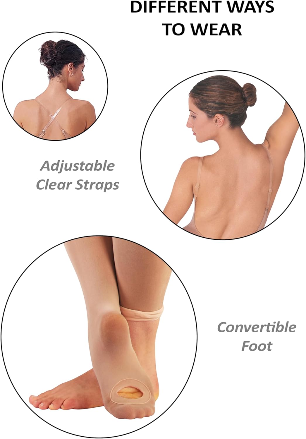Body Wrappers Womens A91/A91X TotalSTRETCH Convertible Foot Camisole Body Tights