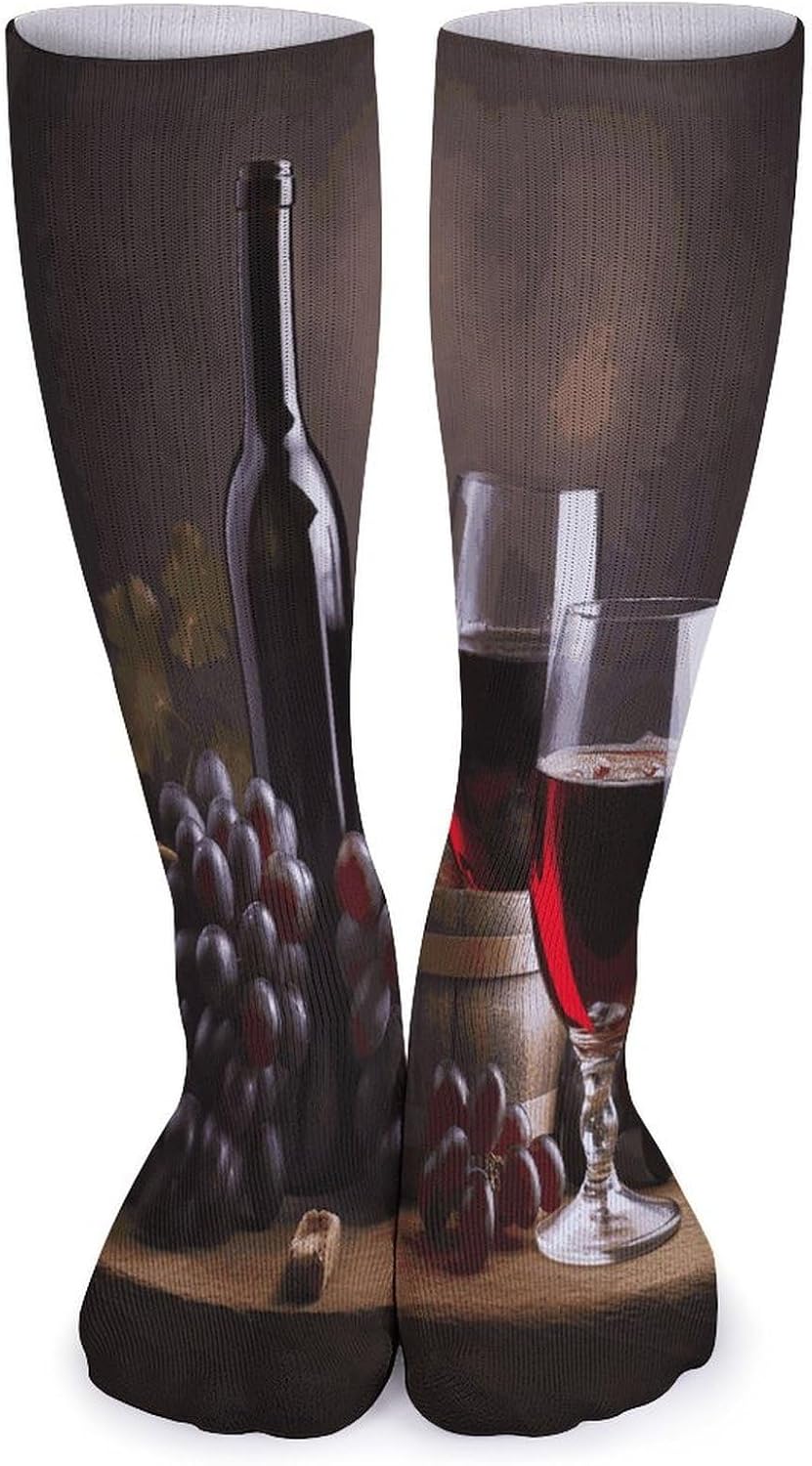 Grape Wine Knee High Socks Cozy Knee High Socks Soft Mid-Length Sock for All Seasons Daily Wear Adult