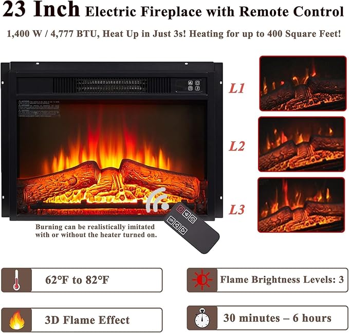Chimenea Eléctrica 41" con Repisa, Mármol Falso, Beige Cerezo miniatura 4