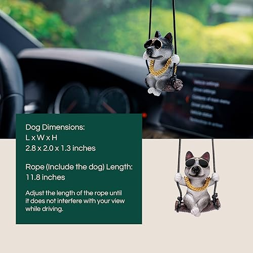 Miniatura 5 de Floruit Siberian Husky - Accesorios para colgar en el espejo del automóvil, accesorios para espejo retrovisor de perro oscilante, accesorios para