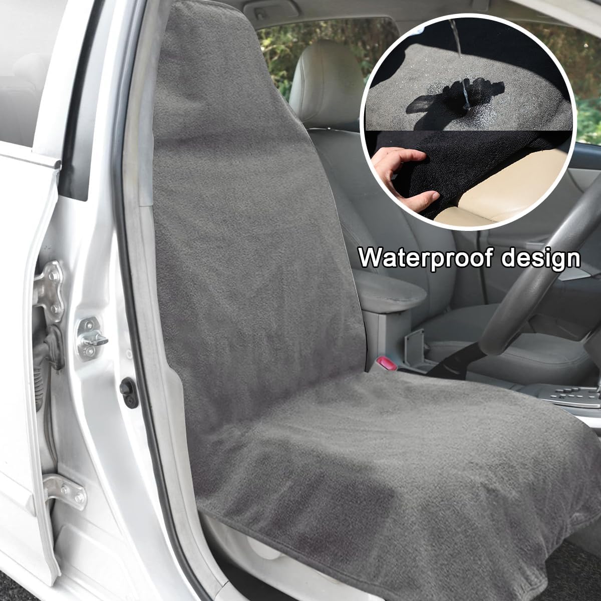 Coprisedile Auto Adatto per Volvo XC-60 (XC60) 2017-2024, Impermeabile Spugna Asciugamano Salvasedile Antisudore Copertura Sedile Singolo Sport Grigio