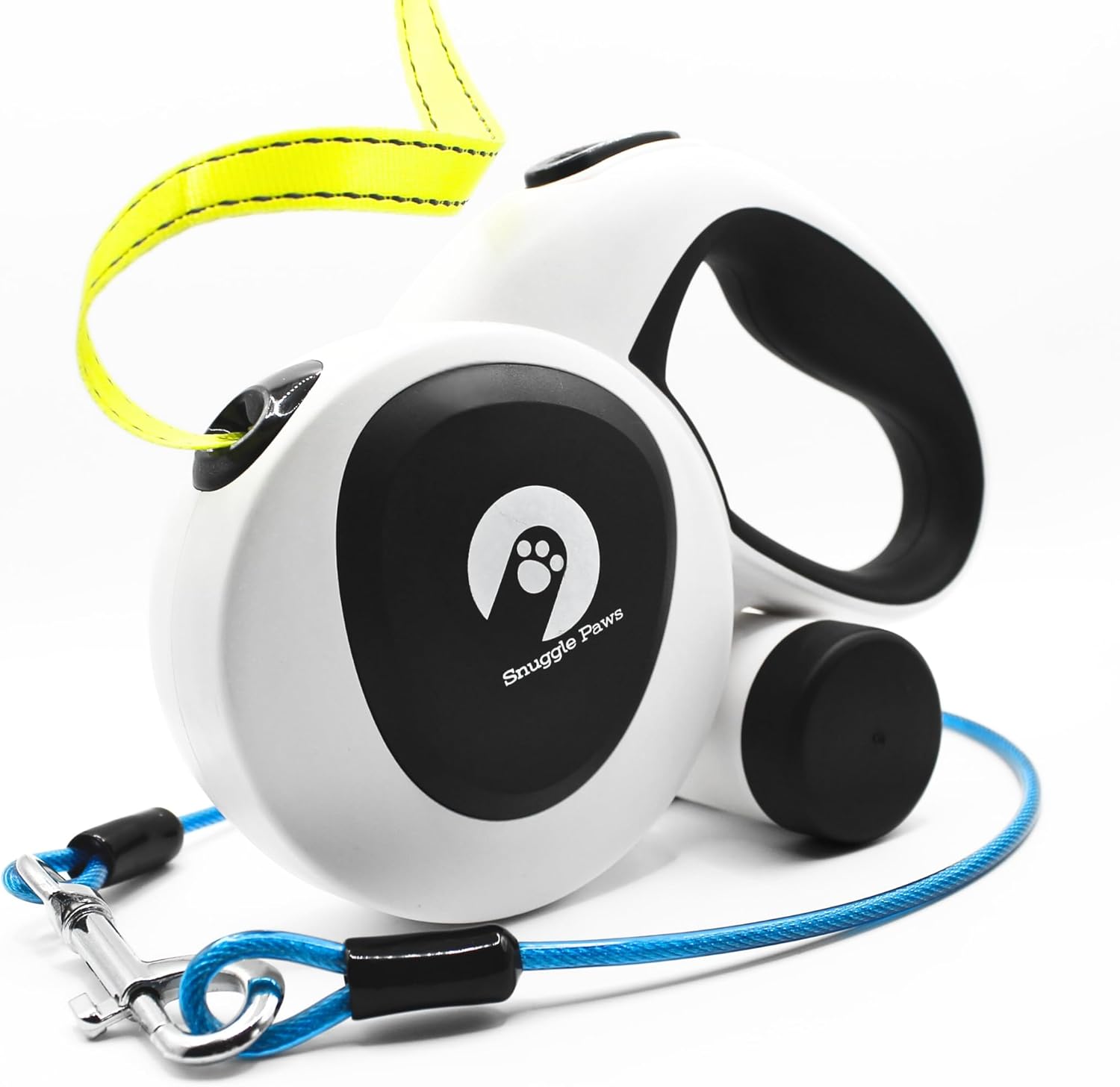 Snuggle Paws All-in-One 16ft Retractable Dog Leash – LED Light, Poop Bag Holder, Chew-Proof Cable, Reflective Tape, No-Tangle System – Heavy Duty Extendable Leash for Large Dogs up to 110 lbs